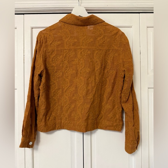 Coldwater Creek Button Down Shirt Jacket Embroidered Western 100% Cotton Cottage - Picture 2 of 8